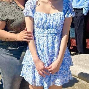 Jc penny floral blue mini dress